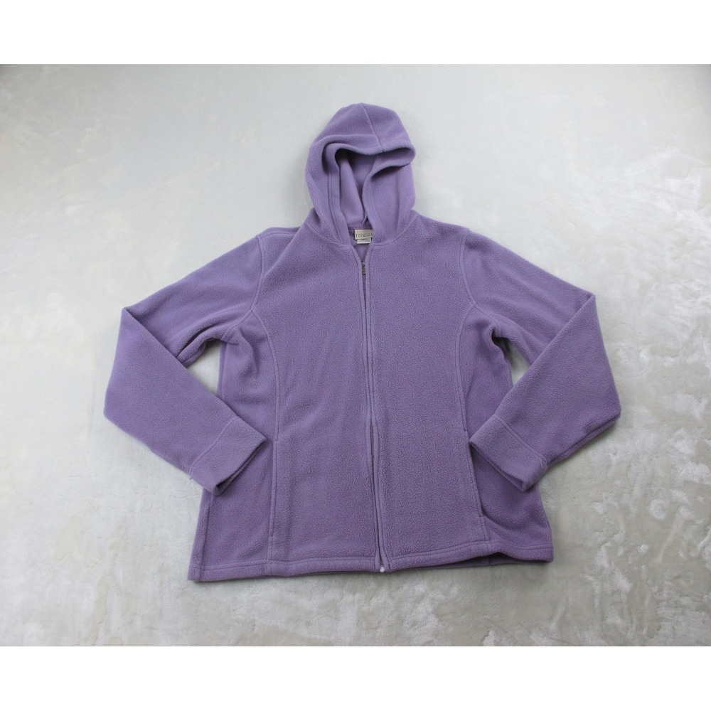 VINTAGE L.L. Bean Sweater Womens Medium Purple Full Zip Fleece Hiking Outdoors